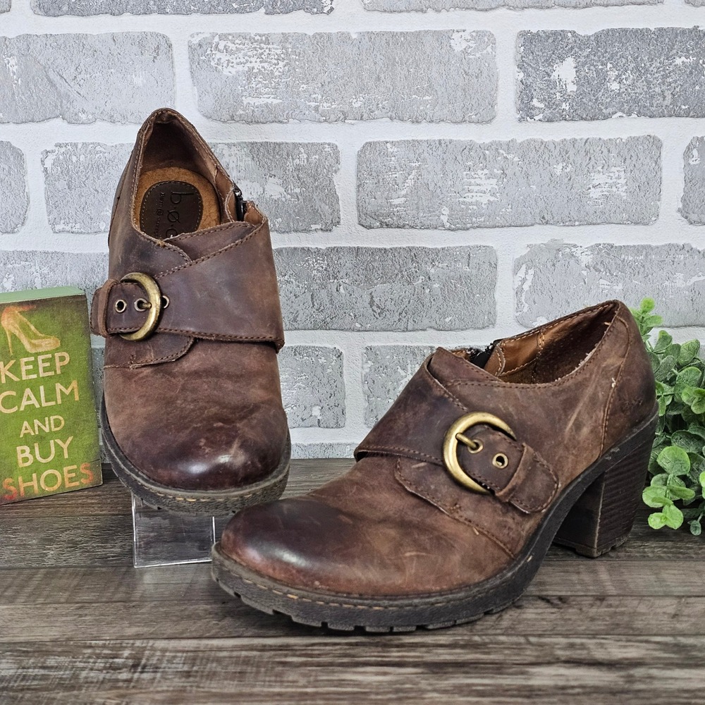 b.o.c‎ Brown Leather Mary Jane Heels EU 41 Womens 9.5 Chunky Y2K 90s Shooties